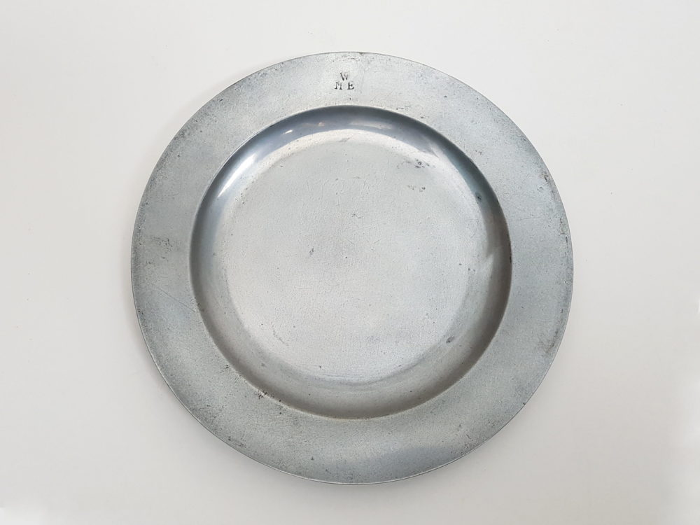 Set of six antique pewter Side Plates
