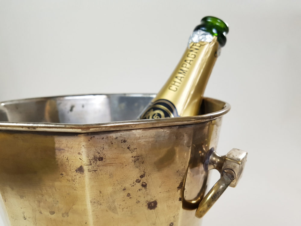 Silver plated antique Wine Cooler with a faded patina