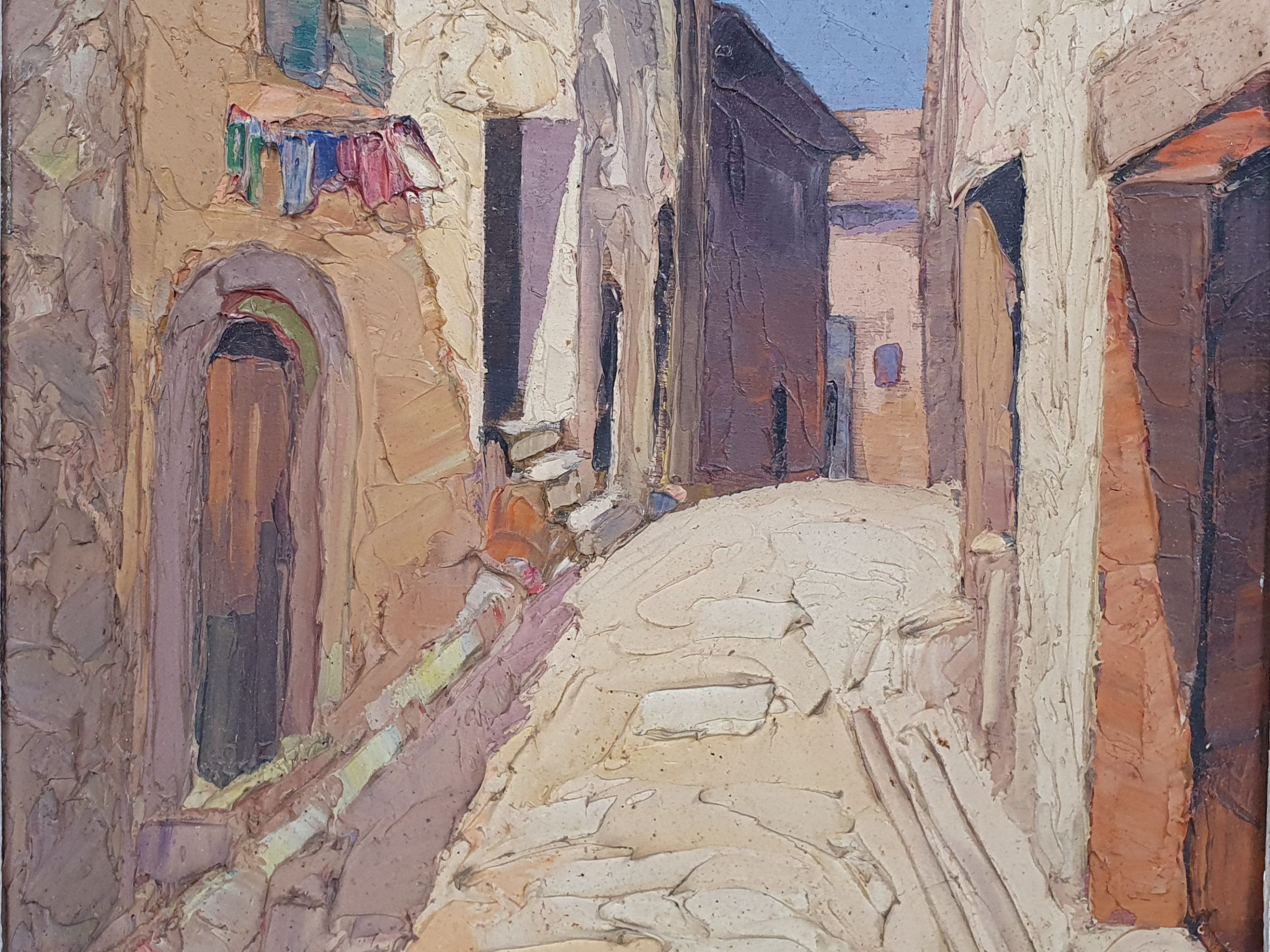 South of France street scene, vibrant impasto oil