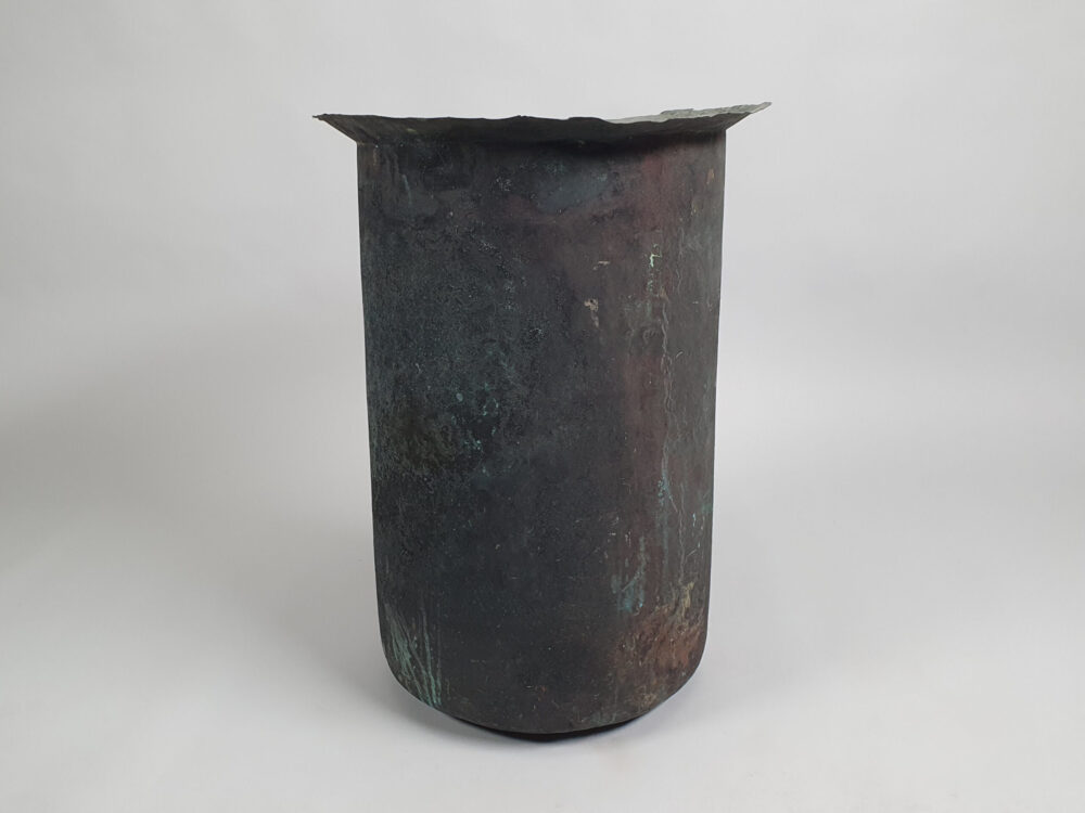Tall cylindrical antique copper Planter