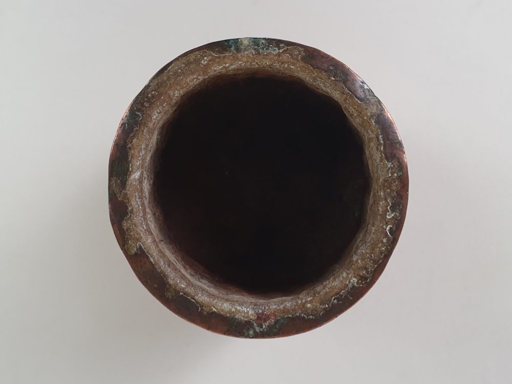 Tiny Victorian embossed copper container