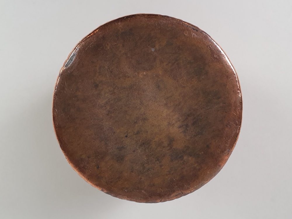 Tiny Victorian embossed copper container