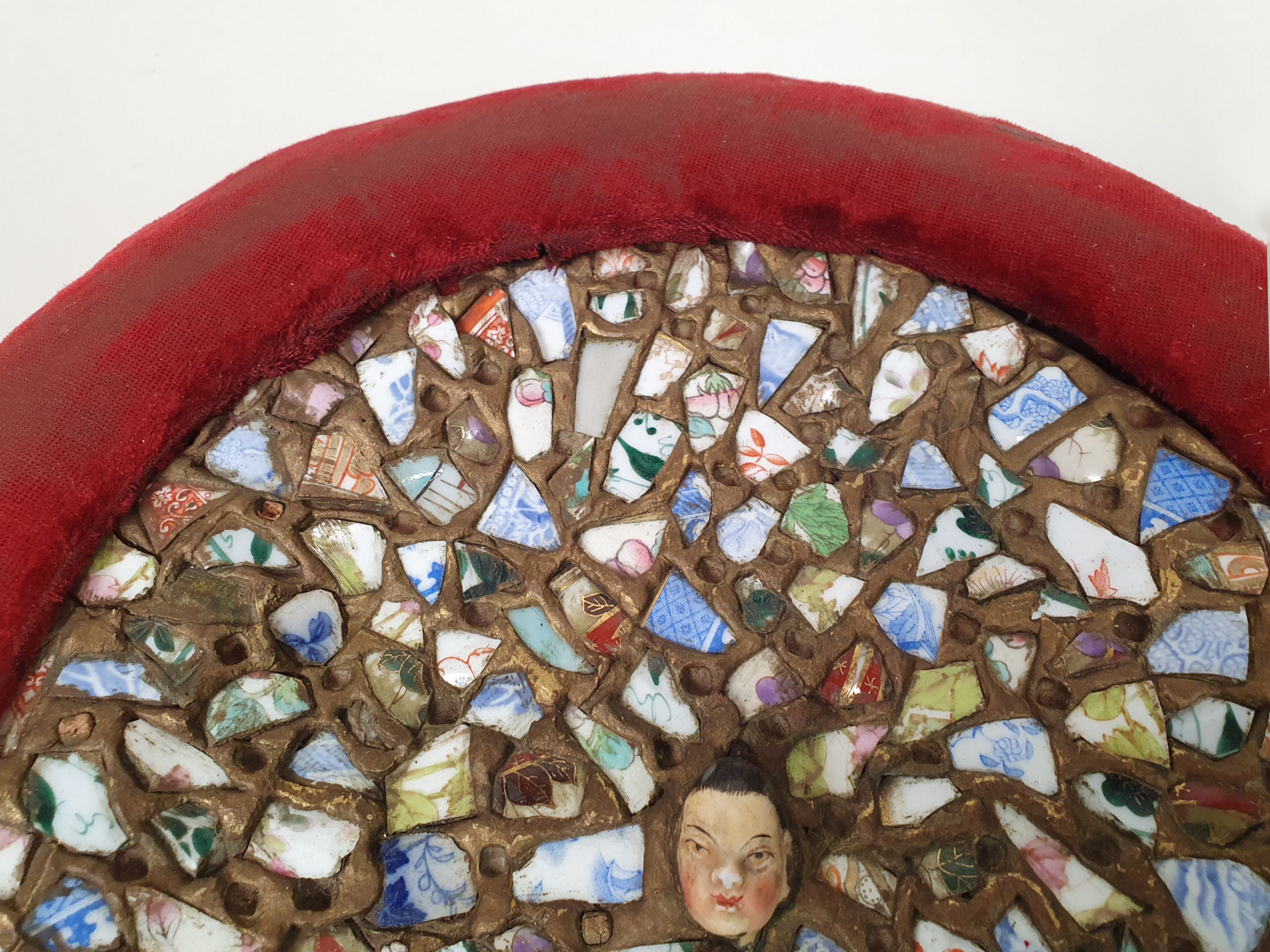 Pair of French Pique Assiettes, broken tile mosaic Plates