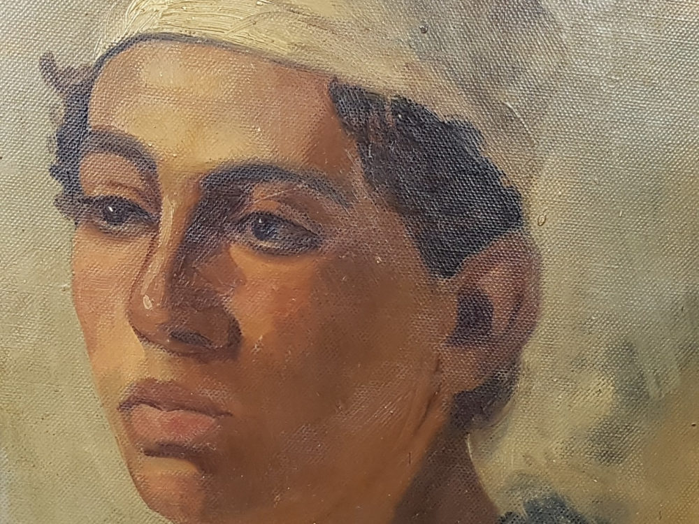 Two mid century oil paintings - African Portraits