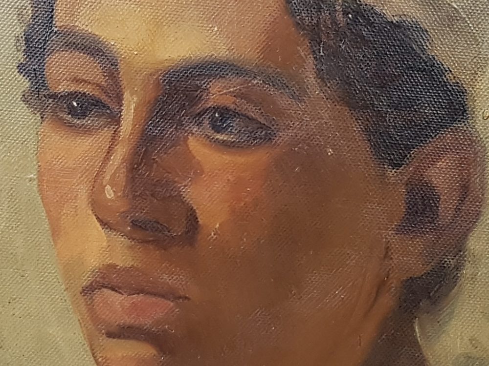 Two mid century oil paintings - African Portraits