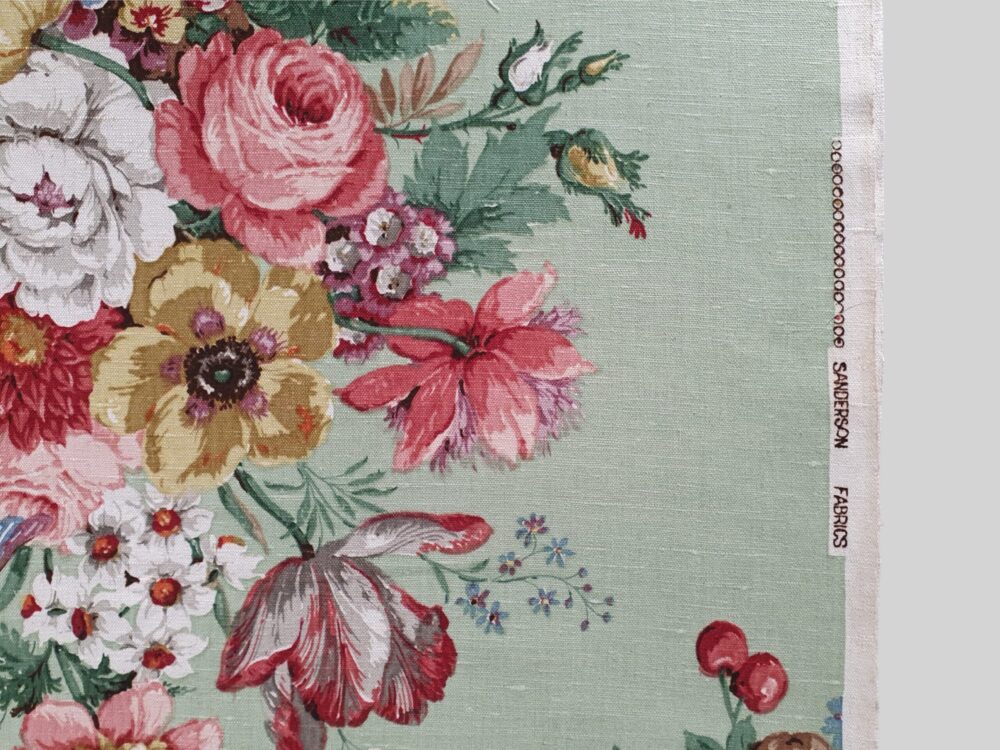 Unused Vintage 1950s Sanderson floral Linen Fabric (3.2 metres)