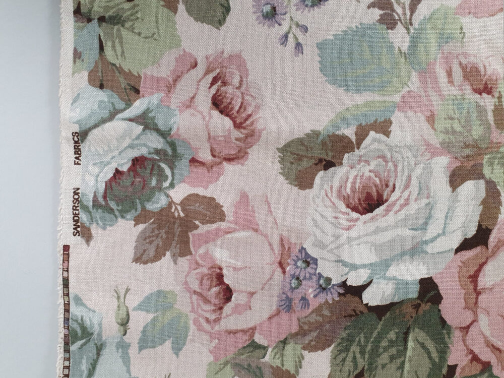 Unused Vintage 1950s Sanderson floral Linen Fabric 'Chelsea' (4.6metres)