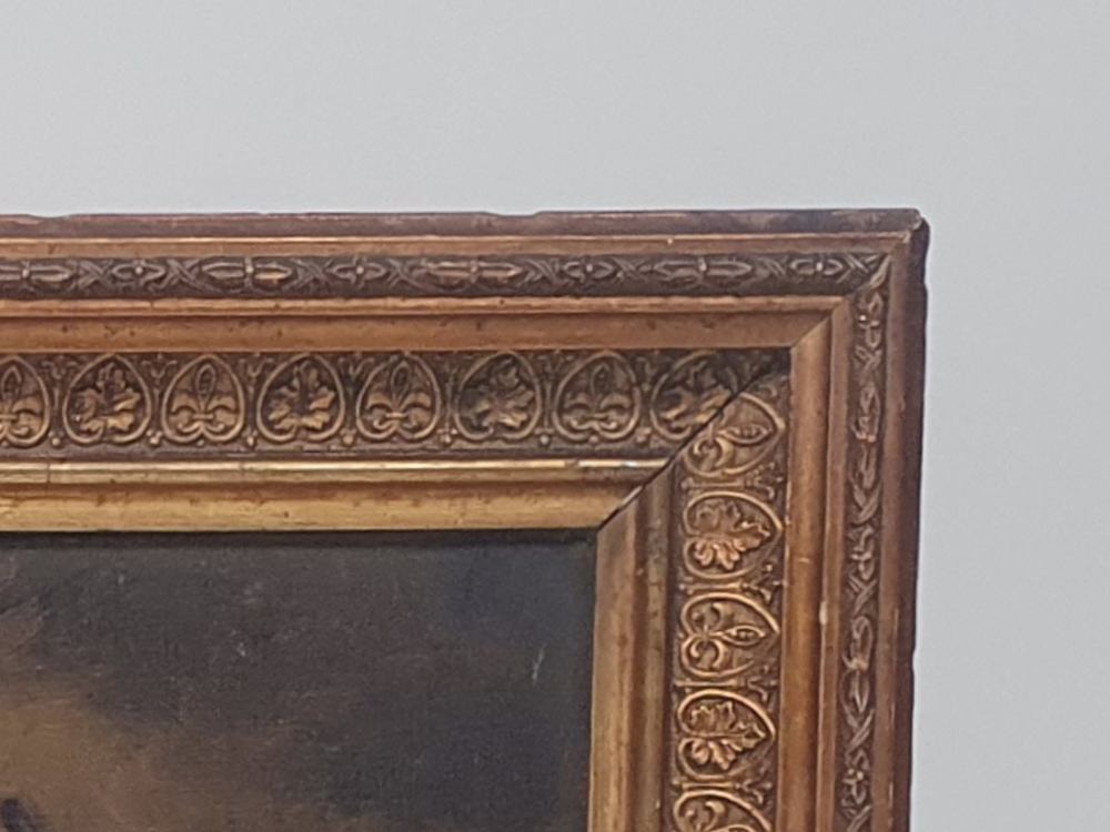 Victorian antique oil painting of a dog
