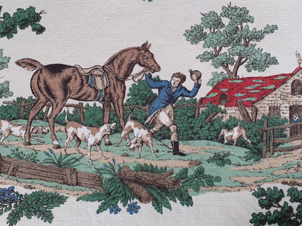 Vintage Equestrian Hunting Tally Ho linen Fabric (5 metres)