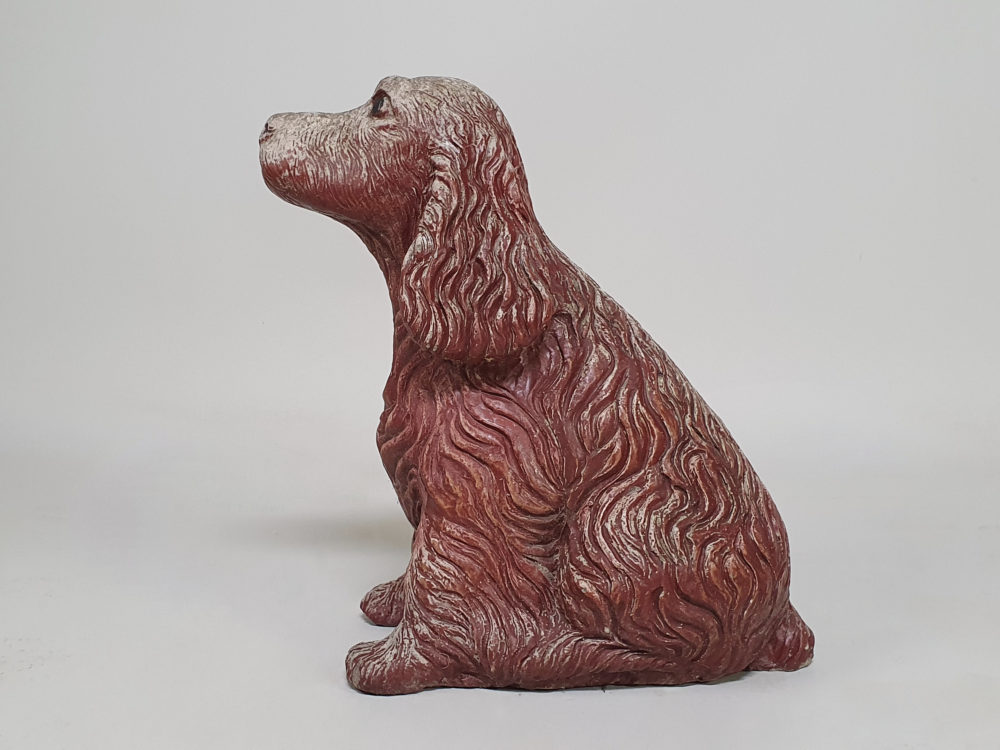 Vintage garden ornament in the form of a Spaniel Dog