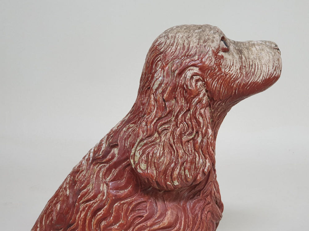 Vintage garden ornament in the form of a Spaniel Dog