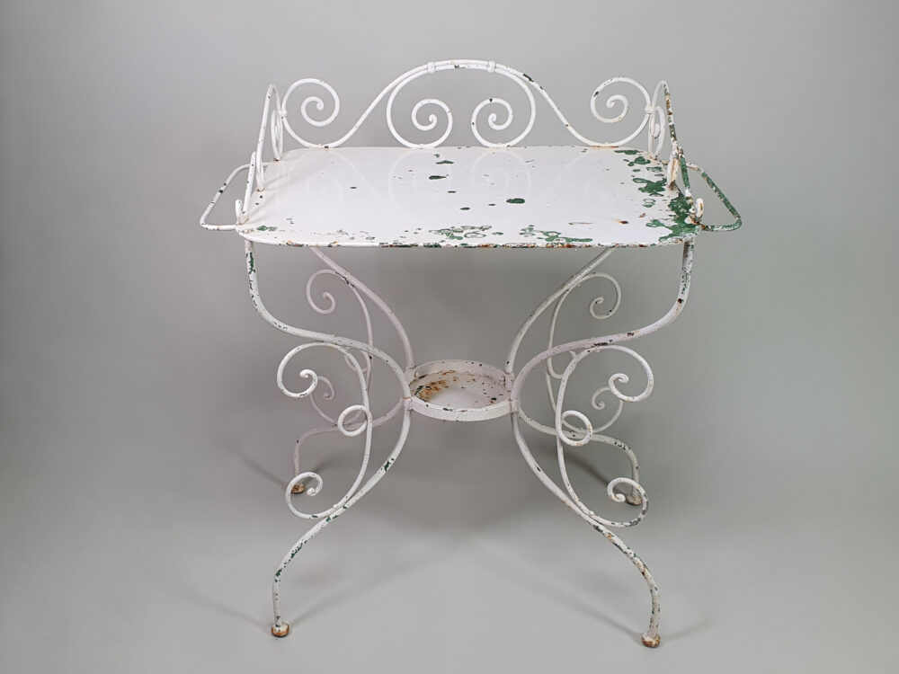 white wrought iron ornate antique Table for dressing