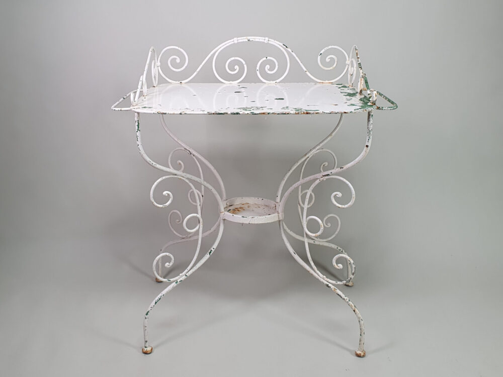 white wrought iron ornate antique Table for dressing