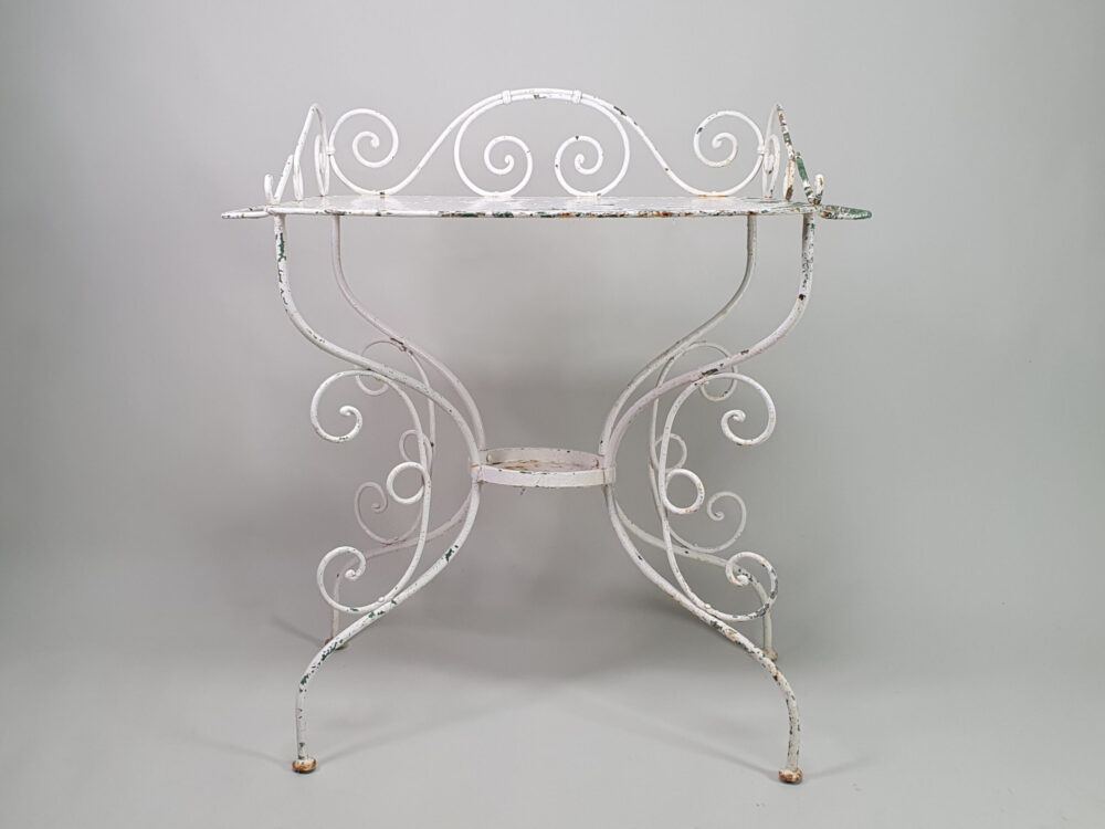 white wrought iron ornate antique Table for dressing
