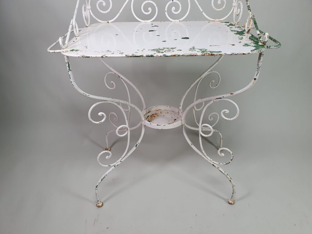white wrought iron ornate antique Table for dressing