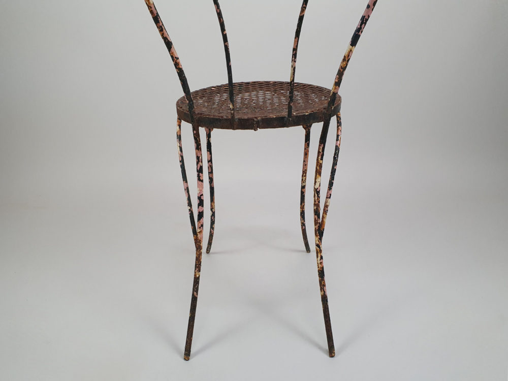 Antique wrought iron garden Table and Chairs in original blue paint