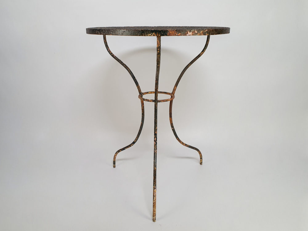 Antique wrought iron garden Table and Chairs in original blue paint